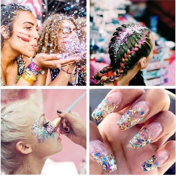 NWT 6 Jars Holographic Cosmetic Face Glitter, for Festival & Halloween Alien Mak - Picture 8 of 8